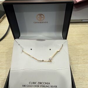 Giani Bernini Gold Bar Necklace with Cubic Zirconia Accent